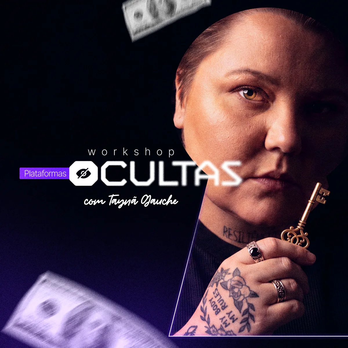 Workshop Plataformas Ocultas — Taynã segurando uma chave