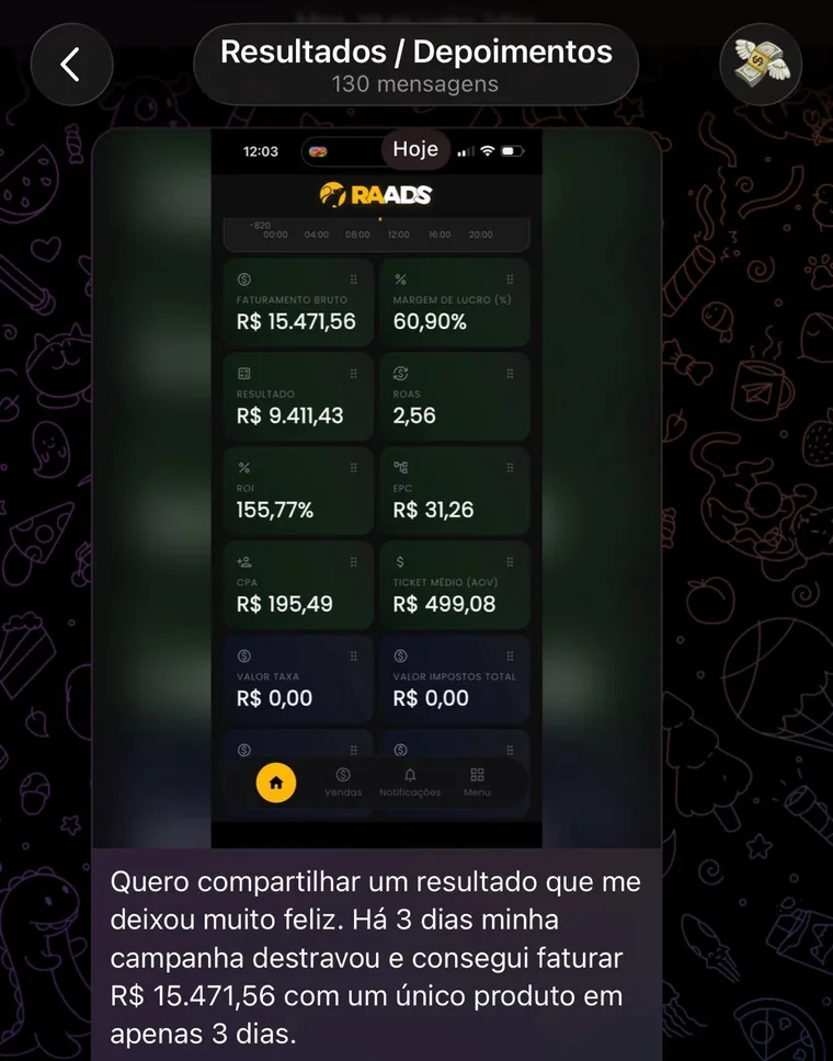 Depoimento de aluno: R$ 15.471 faturados com um único produto em 3 dias